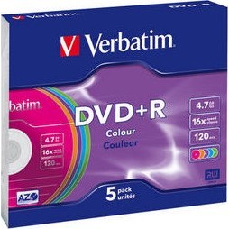 Verbatim DVD+R 4,7GB 16x Slim Case 5шт (43556)