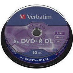 Verbatim DVD+R DL 8,5GB 8x Cake Box 10шт (43666)