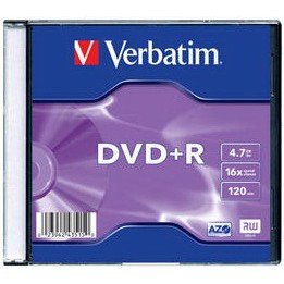 Verbatim DVD+R 4,7GB 16x Slim Case 1шт (43515)