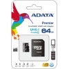 ADATA 64 GB microSDXC UHS-I + SD adapter Premier AUSDX64GUICL10-RA1 - зображення 1