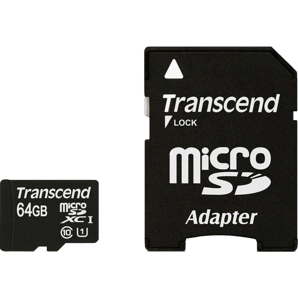 Transcend 64 GB microSDXC UHS-I Premium + SD Adapter TS64GUSDU1 - зображення 1