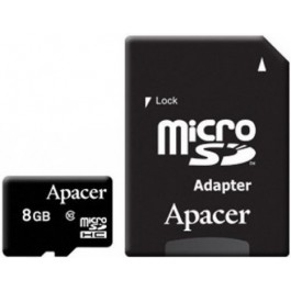 Apacer 8 GB microSDHC Class 10 UHS-I + SD adapter AP8GMCSH10U1-R
