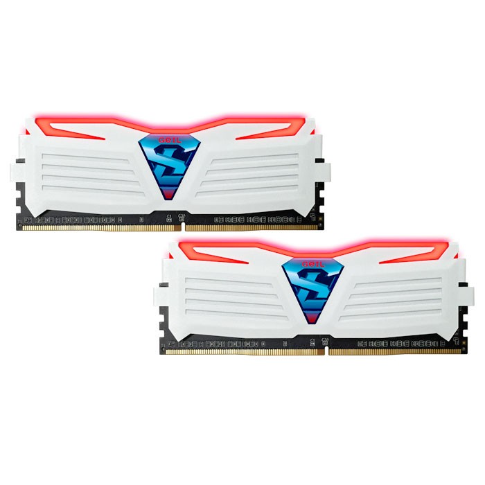 Geil 16 GB (2x8GB) DDR4 2400 MHz Super Luce Frost White with Red LED (GLWR416GB2400C16DC) - зображення 1