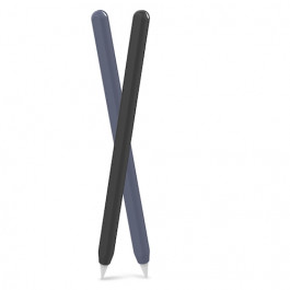 AHASTYLE Silicone Sleeves for Apple Pencil 2 - 2 pack, Black/Navy Blue (AHA-01650-BNN)