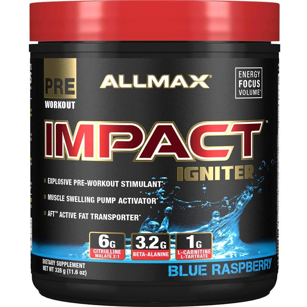 Allmax Nutrition Impact Igniter 328 g /40 servings/ Blue Raspberry - зображення 1