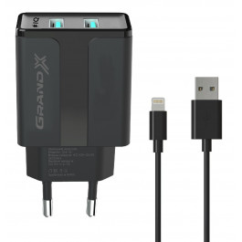 Grand-X CH15LTB USB 2.1A + cable USB Lightning Black