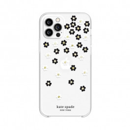 Kate Spade New York Protective Hardshell Case for iPhone 12/12 Pro Scattered Flowers Black (KSIPH-153-SFLBW)