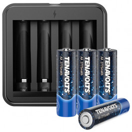 Tenavolts Lithium Rechargeable AA Battery 4 Counts with a charger (191763000717)