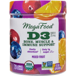 MegaFood D3 1000 IU Gummies 70 tabs Mixed Fruit