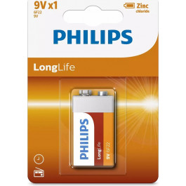 Philips Krona bat ZnCl 1шт LongLife (6F22L1B/10)