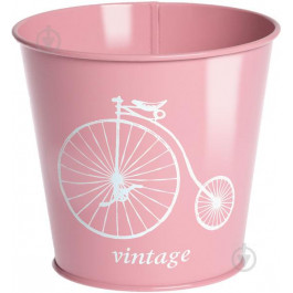 Метид Кашпо декоративное Белый велосипед на розовом (глянец) 1 л METID