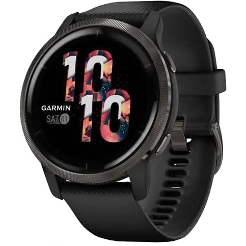 Garmin Venu 2 Slate Stainless Steel Bezel with Black Case and Silicone Band (010-02430-11/01) - зображення 1