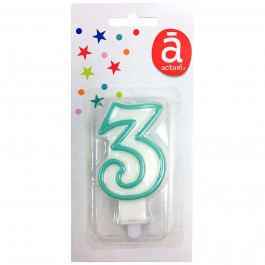 Actuel Свічка для торта , цифра 3, бірюзовий (3245676761016)