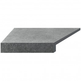 AQUAVIVA Кутовий Г-подібний елемент бортової плитки  Granito Gray, 595x345x50(20) мм (лівий/45°)