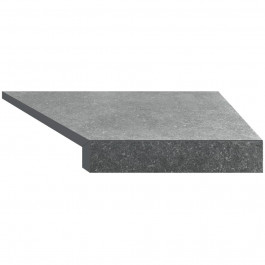 AQUAVIVA Кутовий Г-подібний елемент бортової плитки  Granito Gray, Г-подібний, 595x345x50(20) мм (правий/45°)