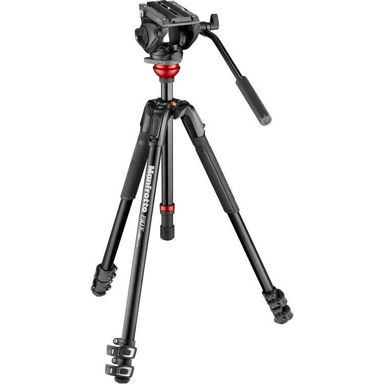 Manfrotto 500 Fluid Video Head with 190X Video Aluminum Tripod - зображення 1