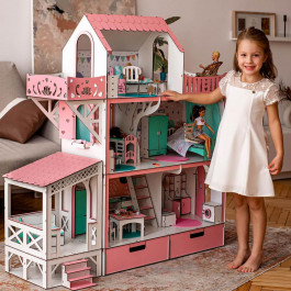 NestWood Кукольный домик для Барби  Люкс плюс без мебели розовый (kdb002)