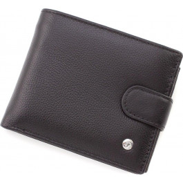 Leather Collection Чоловіче чорне портмоне із зернистої шкіри з кнопкою  (21531)