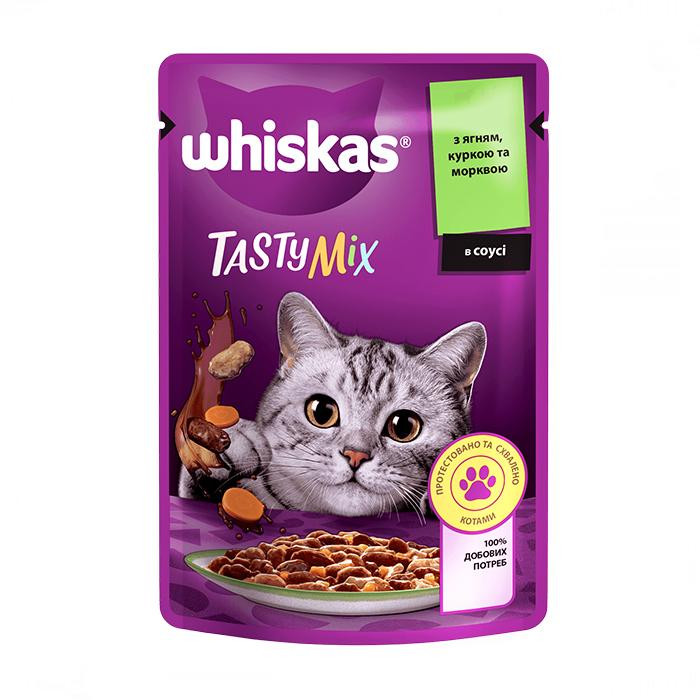 Whiskas Tasty Mix З ягнятком, куркою та морквою в соусі 85 г (4770608262433) - зображення 1