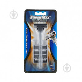 Super-Max Станок для бритья  3 лезвия + 4 картриджа (5013405651598)