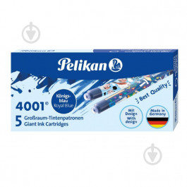 Pelikan Чорнильні картриджі довгі  4001 Fancy Royal Blue сині стираються х 5 шт (338236)