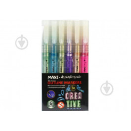 Maxi Набір маркерів металізованих  з кольоровим контуром 6 кольорів MX15246