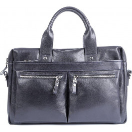 Vintage Темно-синя чоловіча сумка під ноутбук до 14 дюймів із натуральної шкіри флотар SHVIGEL (00976)