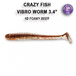 Crazy Fish Vibro Worm 3.4" / 1d Foamy Beer