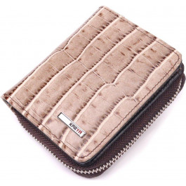 Vintage Жіночий гаманець бежевий з натуральної шкіри з тисненням під крокодила KARYA (2421413)