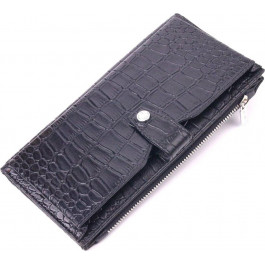 Vintage Чорний гаманець із натуральної шкіри з тисненням під крокодила KARYA (2421420)