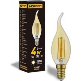 Hopfen LED FIL Amber CA35 4 Вт E14 2800 К 220 В желтая (6949677289520)