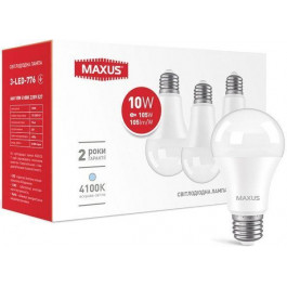 MAXUS LED A60 10W 4100K 220V E27 комплект 3 шт (3-LED-776)