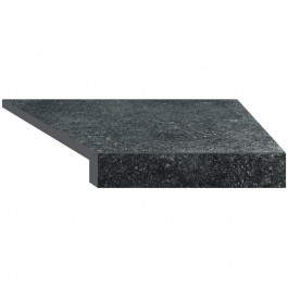 AQUAVIVA Кутовий Г-подібний елемент бортової плитки  Granito Black, 595x345x50(20) мм (правий/45°)