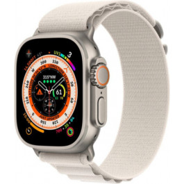 Apple Watch Ultra GPS + Cellular 49mm Titanium Case with Starlight Alpine Loop - Large (MQF13/MQFT3/MQFD3)