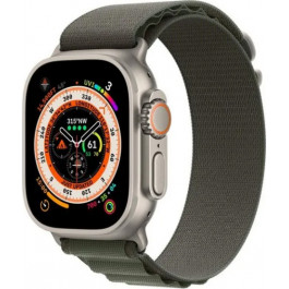 Apple Watch Ultra GPS + Cellular 49mm Titanium Case with Green Alpine Loop - Large (MQEX3/MQFP3)