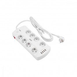 2E 8XSchuko 3G*1.5мм, 4*USB-A, 3м, white (2E-SP815M3USBWH)