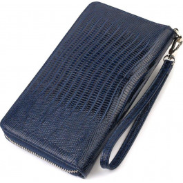 CANPELLINI Синій гаманець-клатч із натуральної шкіри з тисненням під рептилію  (2421919)