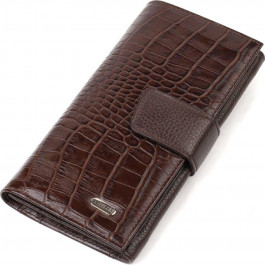 CANPELLINI Місткий коричневий чоловічий гаманець з натуральної шкіри з тисненням під крокодила  (2421837)
