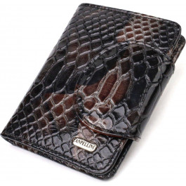 CANPELLINI Різнобарвний жіночий гаманець з натуральної лакової шкіри з хлястиком на кнопці  (2421805)