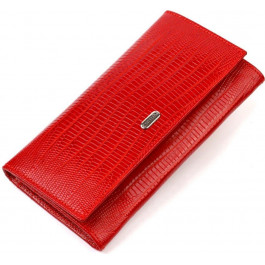 CANPELLINI Червоний жіночий гаманець із натуральної шкіри під рептилію з клапаном  (2421823)