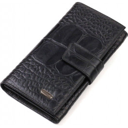 Vintage Чорний вертикальний гаманець з натуральної шкіри з тисненням під крокодила CANPELLINI (2421844)