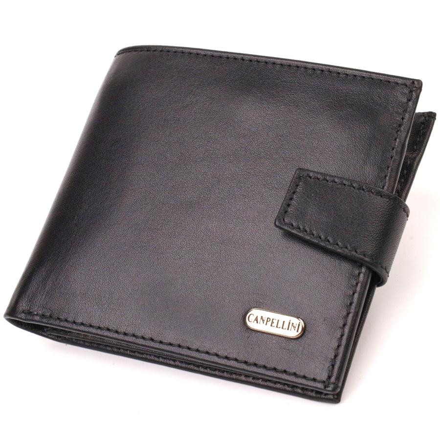 CANPELLINI Чорний чоловічий гаманець із гладкої шкіри чорного кольору з монетницею  (2421880) - зображення 1