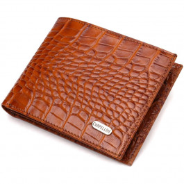 CANPELLINI Мужское портмоне коричневого цвета из натуральной кожи с тиснением под крокодила  (2421574)