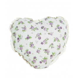 Прованс Подушка декоративная Сердце Lilac Rose 28х28 см Фиолетовый цветок с мережкой (003704)
