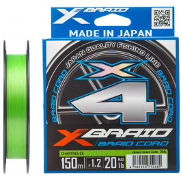 YGK X-Braid Cord x4 / Chartreuse / #0.4 / 0.104mm 150m 3.6kg