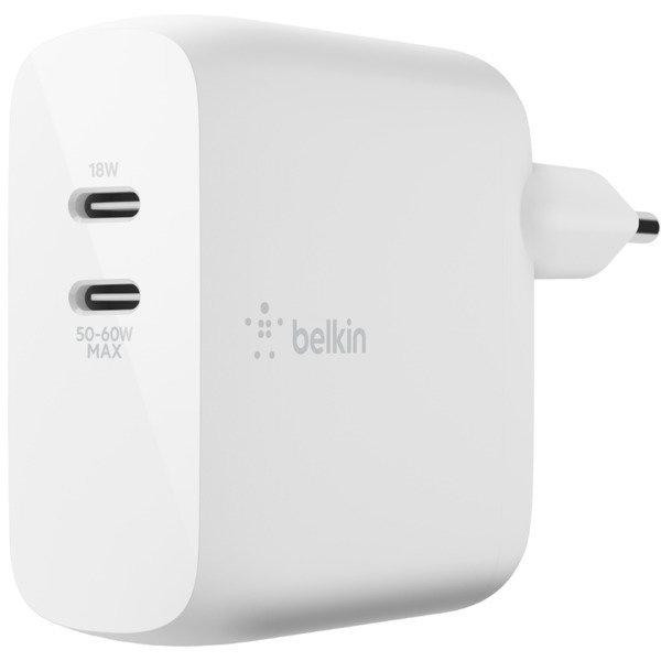 Belkin GAN (50+18W) Dual USB-С, white (WCH003VFWH) - зображення 1