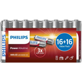 Philips AAA bat Alkaline 32шт Power (LR03P32FV/10)