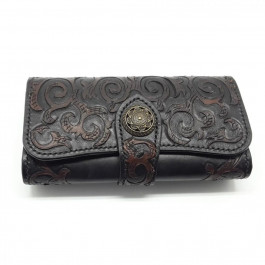 Silver Taurus Жіночий гаманець  7587 шкіряний чорний з авторським тисненням