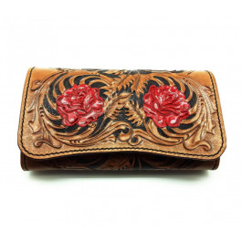Silver Taurus Жіночий гаманець  7043 шкіряний бежевий з авторським тисненням Плетіння і розписом Троянди