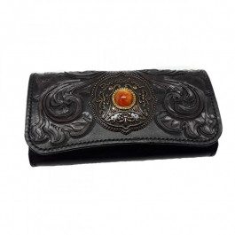 Silver Taurus Жіночий гаманець  7323 шкіряний чорний з авторським тисненням